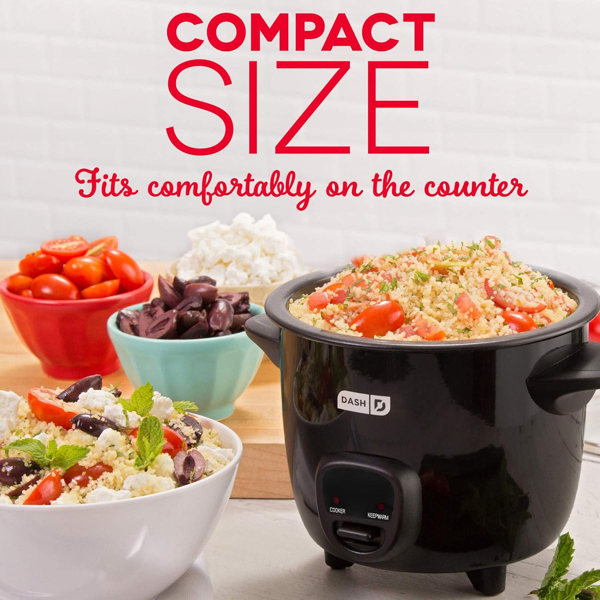 Compact Air Fryer Oven Cooker and Mini Rice Cooker Steamer with Nonstick Pot U422873