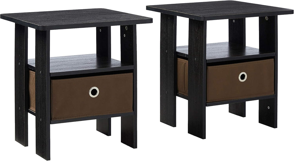 2-Pack Bin Drawer End Table Nightstand Z718