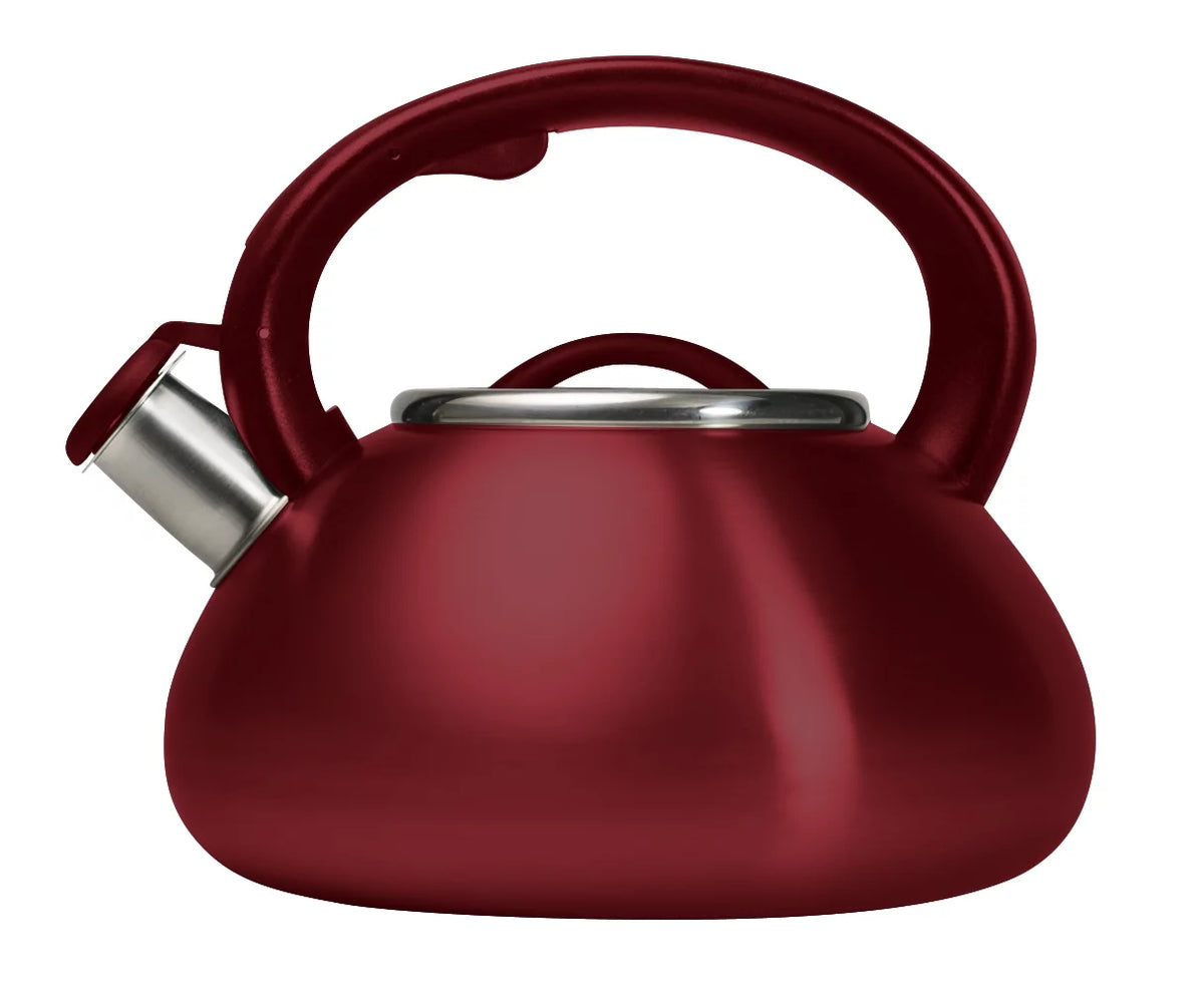 Stainless Steel Whistling Kettle, 2.5 Quarts, Matte Red B4033
