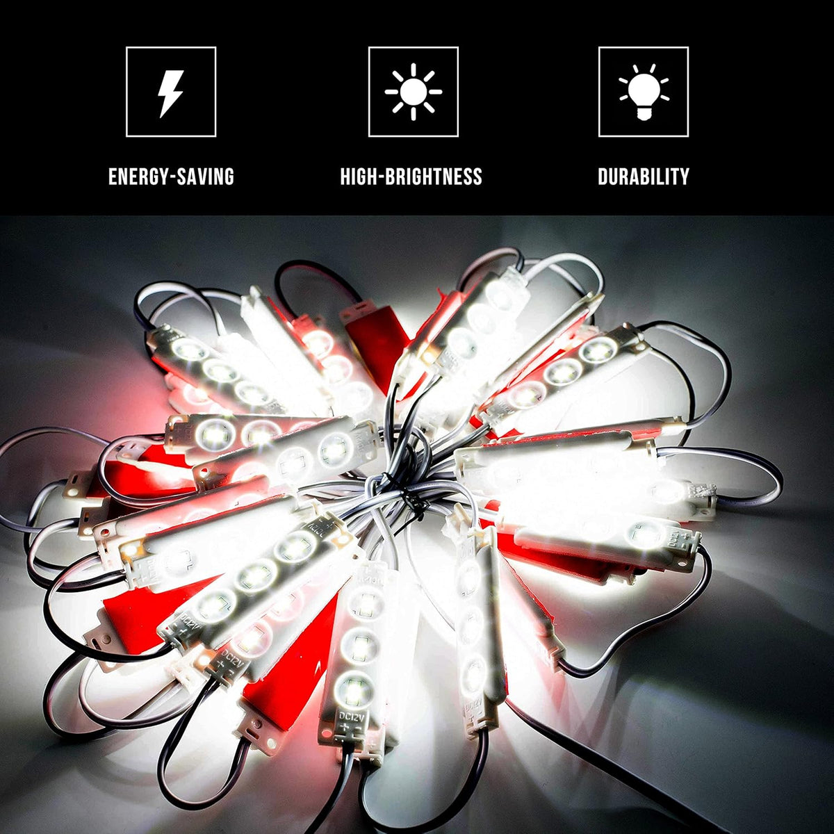 60ft Super Bright Pure White LED Module with UL 12v AC Power Supply L720
