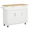 White Mobile Kitchen Island with Storage O156