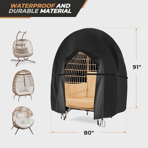 420D Waterproof Double Egg Chair Cover 91x80 inches W934717