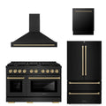 48 Gas Range, Range Hood, Refrigerator, Dishwasher in Black Stainless Steel I913441