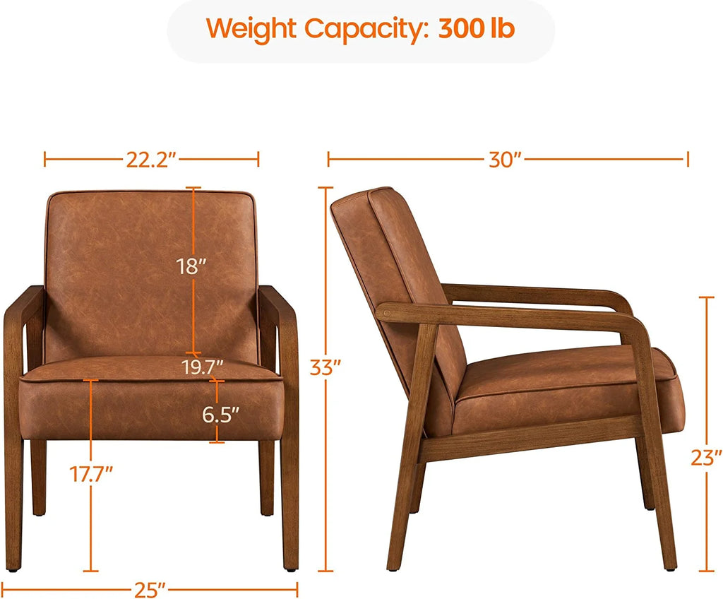 Light Brown 2 Pieces PU Leather Accent Chair E749799