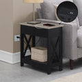 Flip Top End Table with Charging Station and Shelf R881368