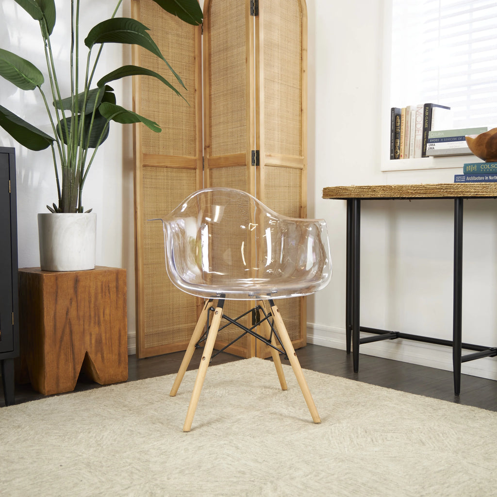 Clear Acrylic Lounge Chair with Wood Legs O295
