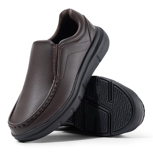 Black Leather Slip On Loafers U536308