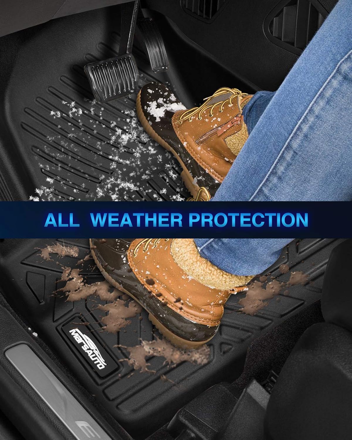 Custom Fit All Weather TPE Black Car Floor Mats Full Set W46652