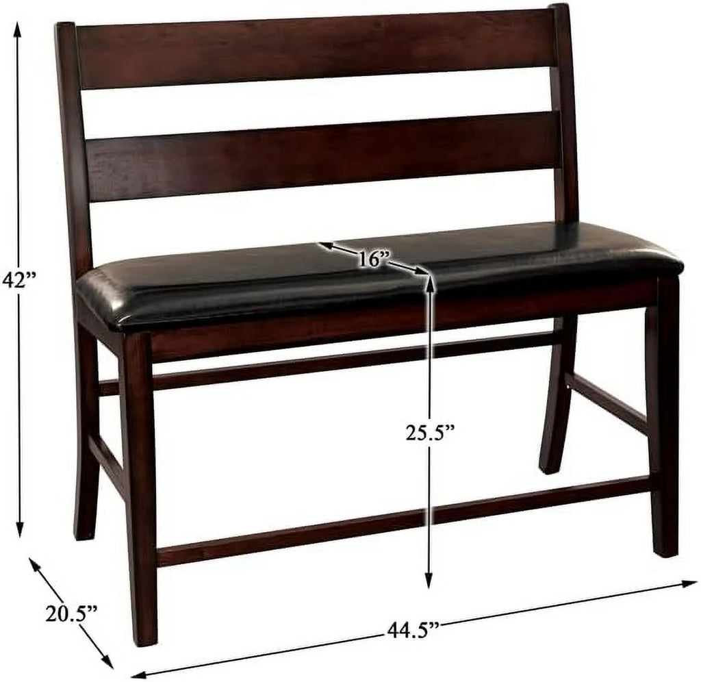 Wood Counter Height Dining Bench with Back in Cherry C87406
