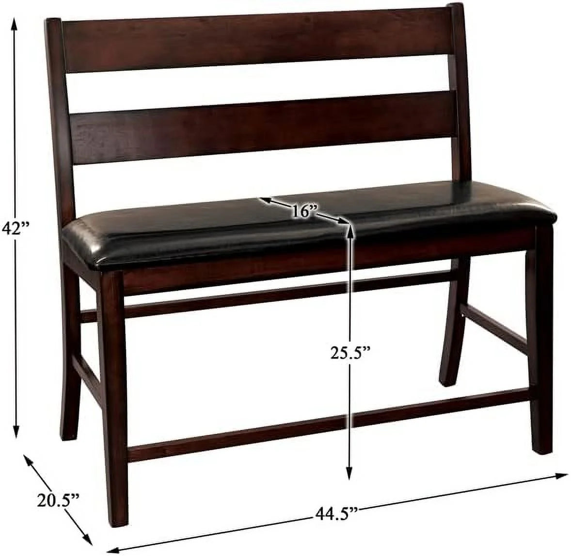 Wood Counter Height Dining Bench with Back in Cherry C87406