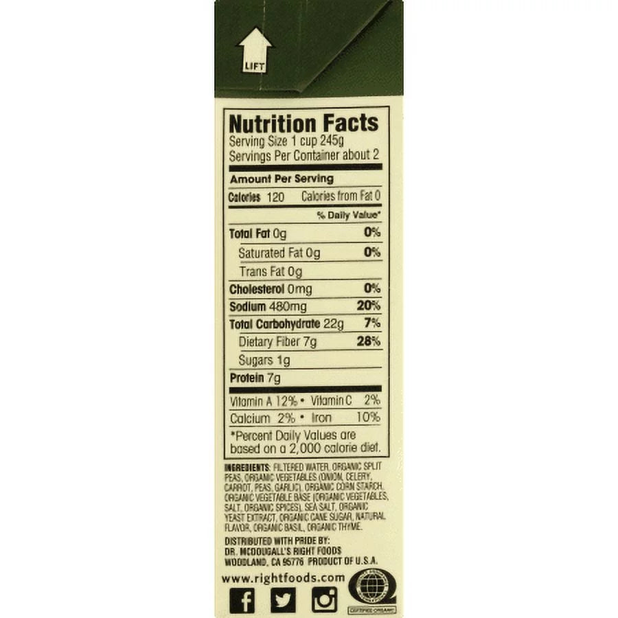 Organic Split Pea Lower Sodium Soup 17.6 oz X81718