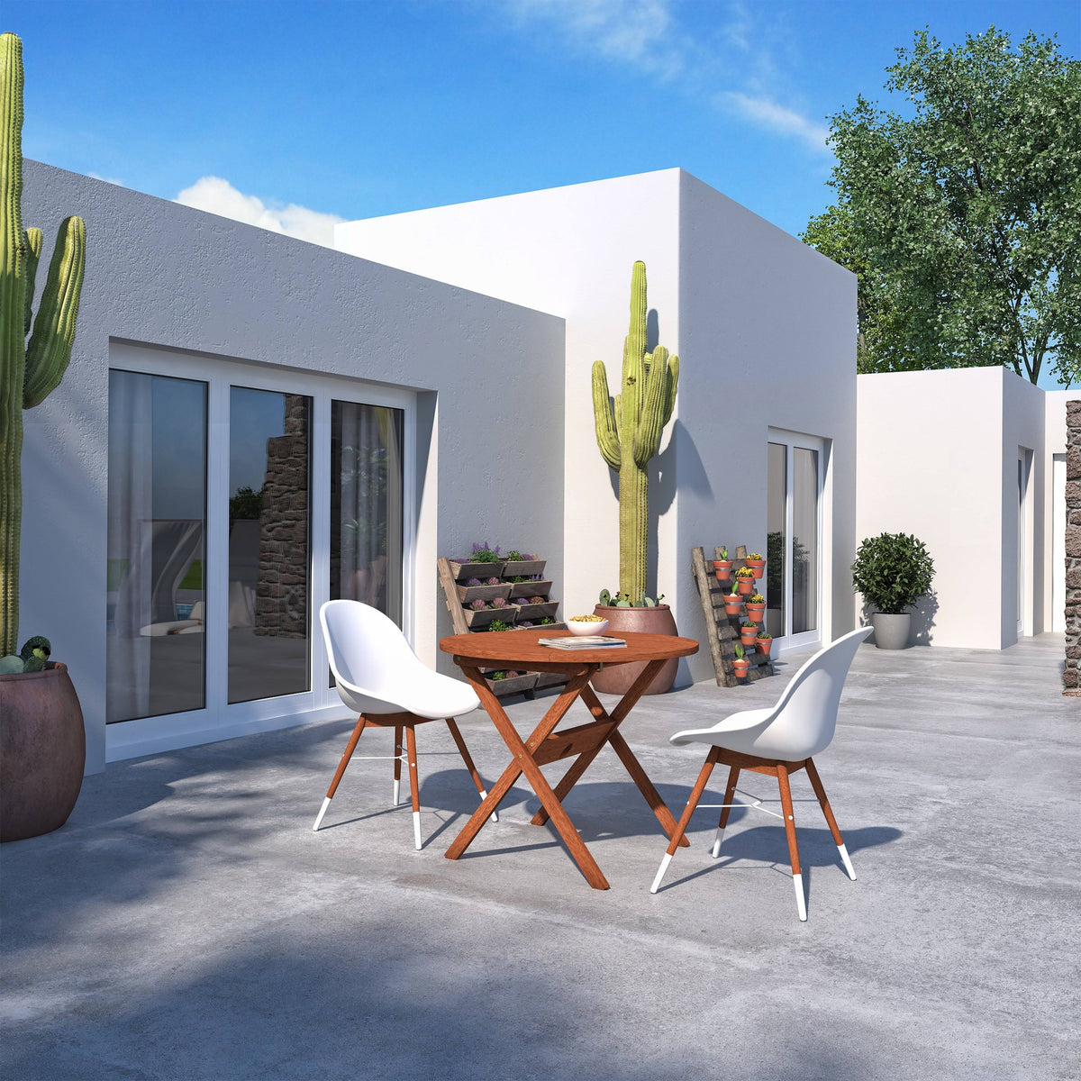 3-Piece Eucalyptus Wood Patio Dining Set H404