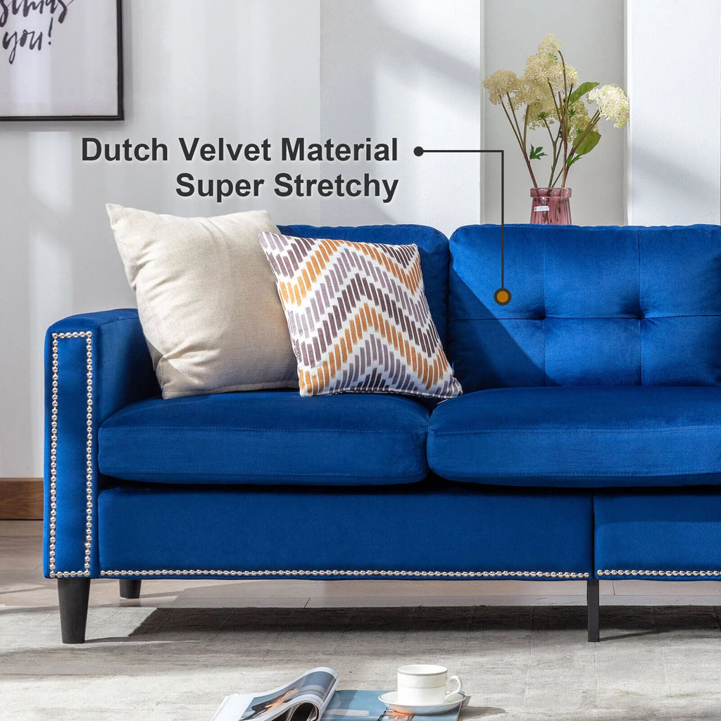 78 L Shaped Velvet Sectional Sofa with USB L4729