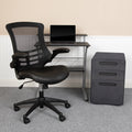 Black Computer Desk, Ergonomic Mesh Office Chair and Locking Mobile Filing Cabinet R441