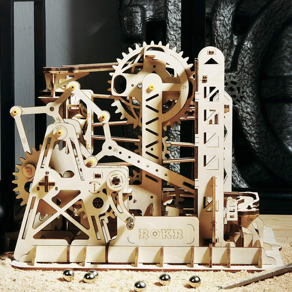 3D Wooden Puzzle Mechanical Gears Marble Run Model Kit Z78834