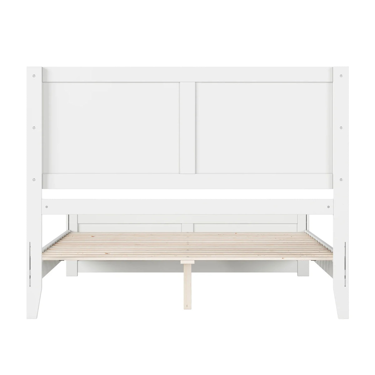 Queen Solid Wood Low Profile Platform Bed with Footboard, White Q3726