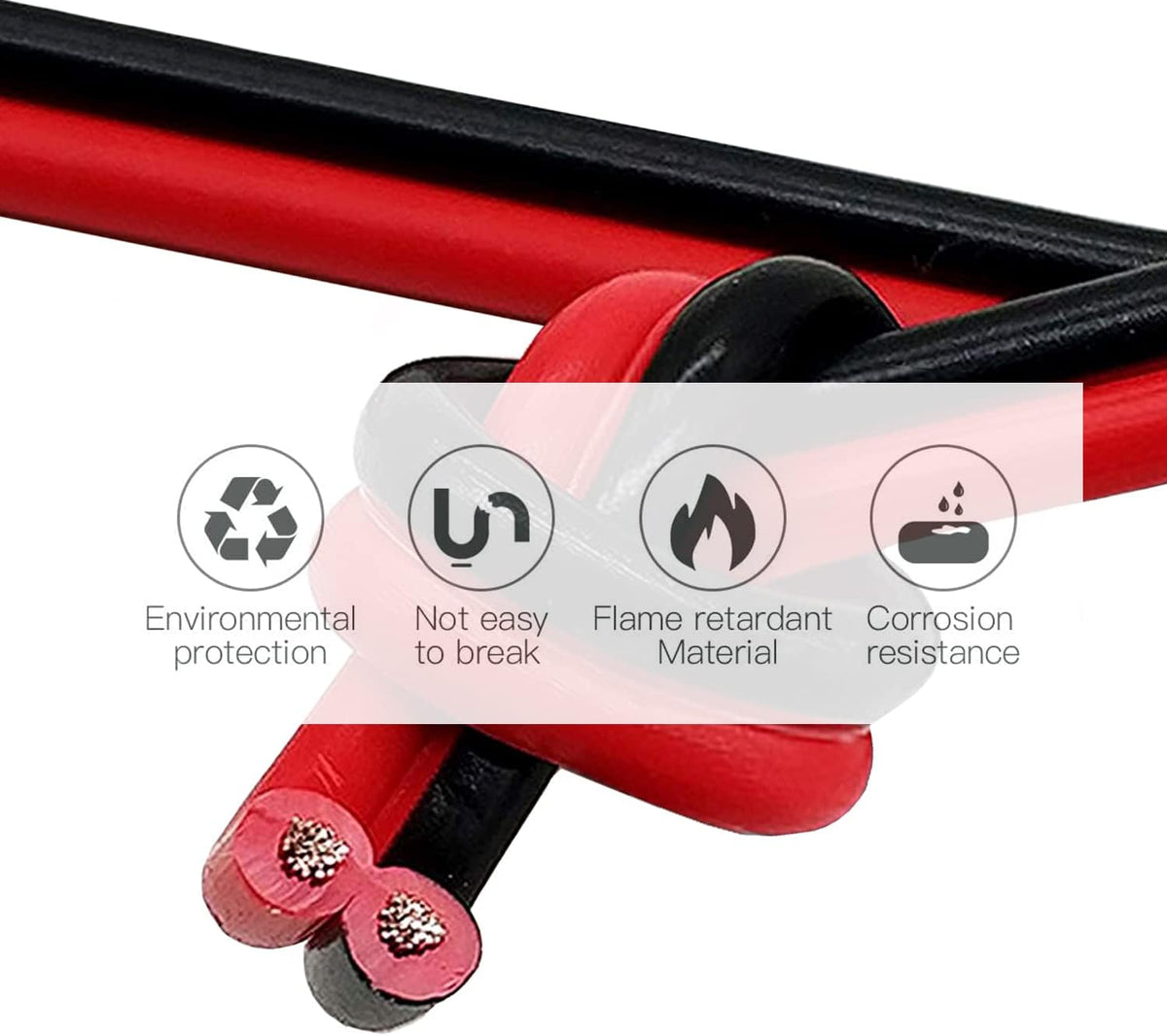20AWG 2 Conductor Parallel Electric Cable Cord, Red Black, 590M E985457