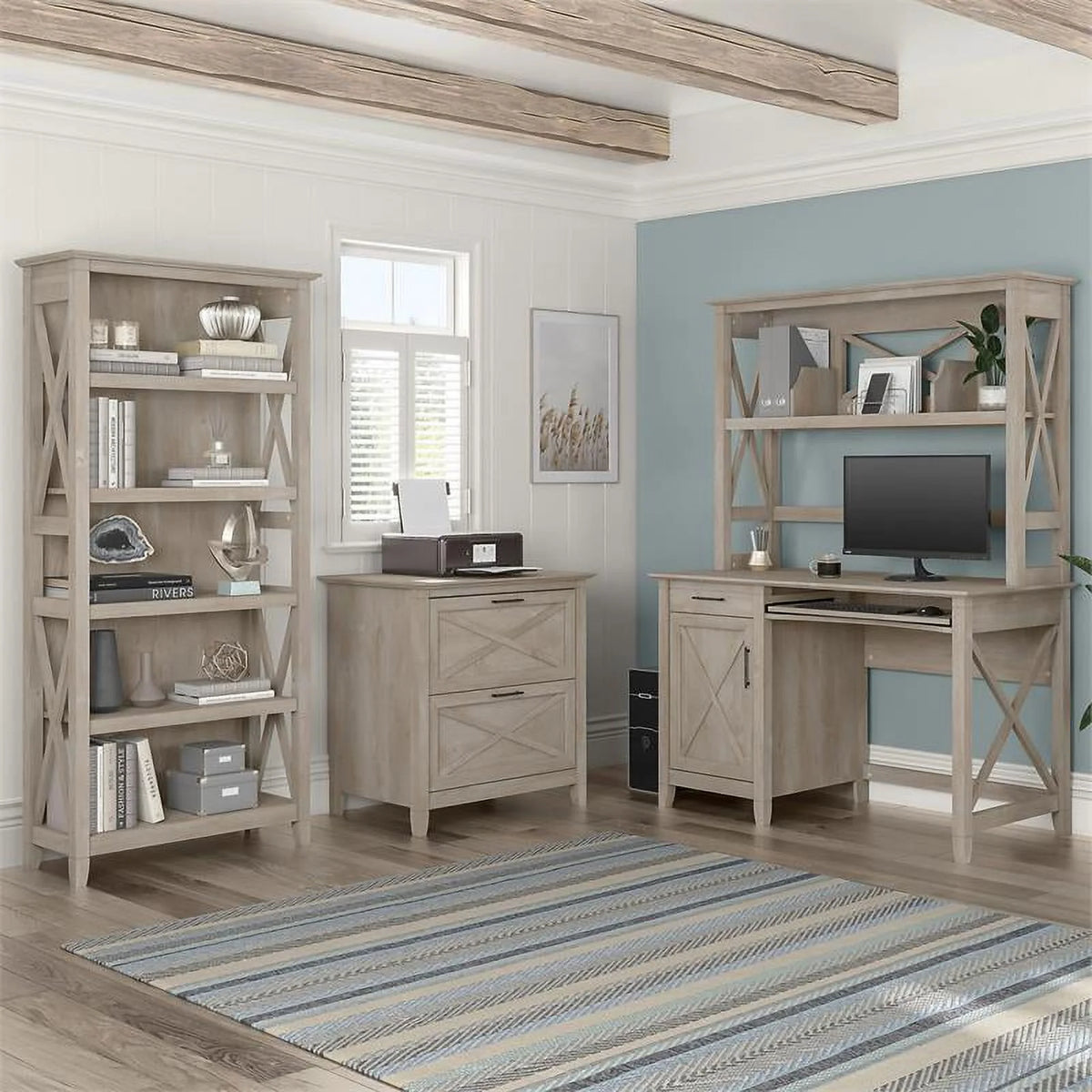 Small Computer Desk with Hutch V549016