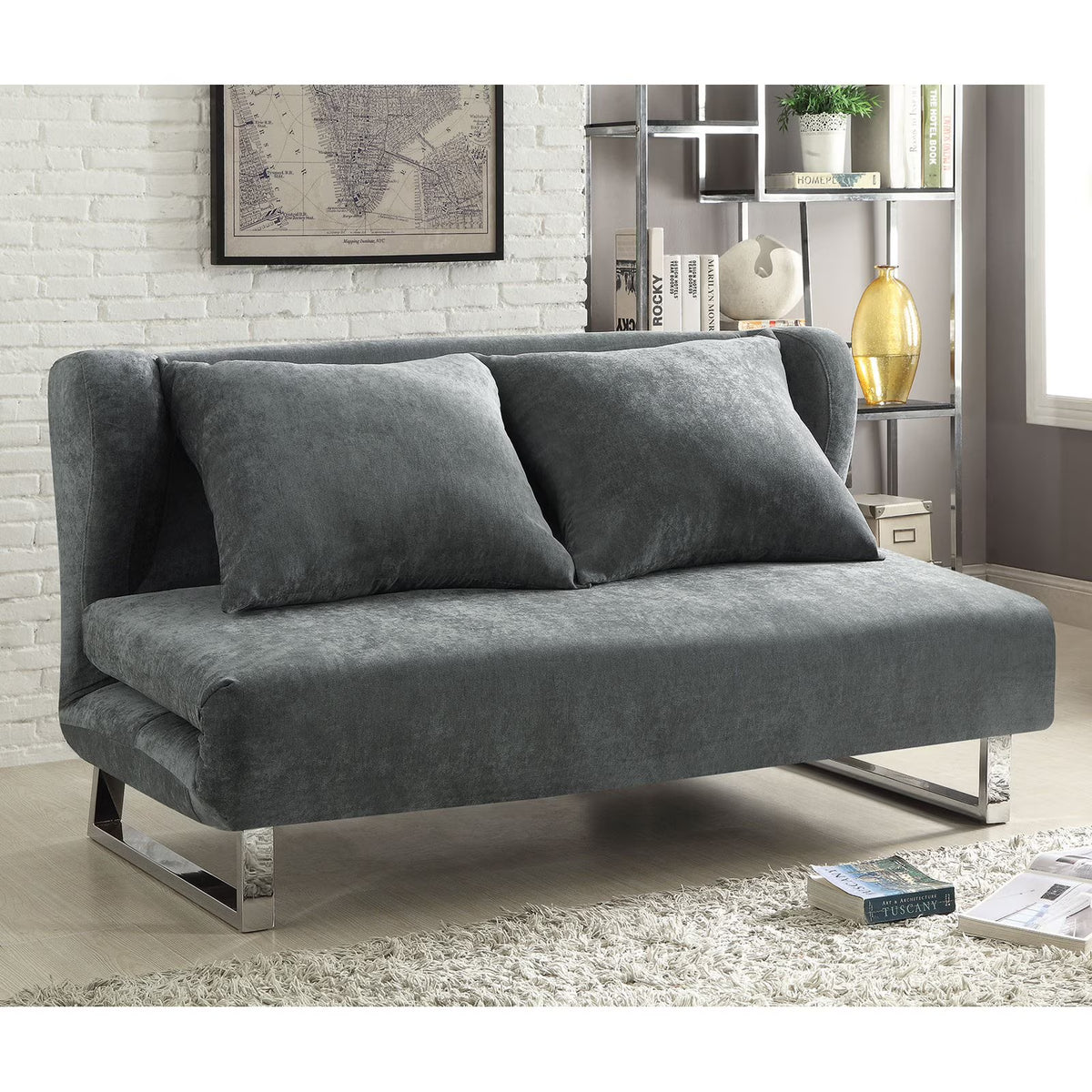 Grey Upholstered Sofa Bed A6793