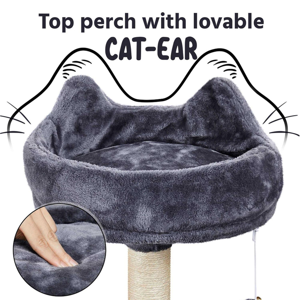 Dark Gray Large Plush Cat Tree with 3 Perches J361