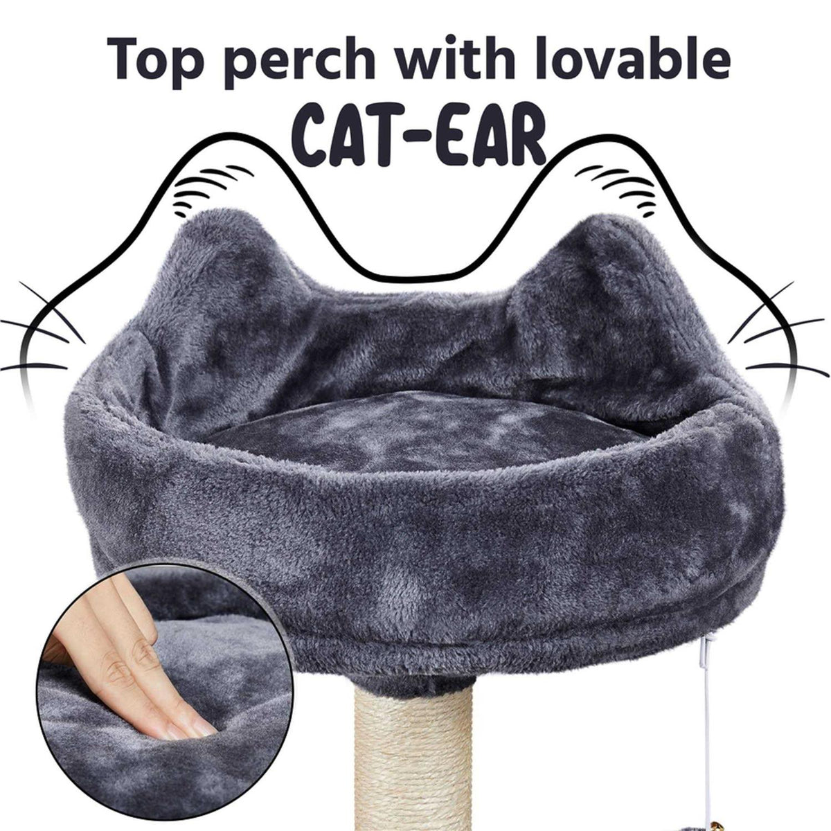 Dark Gray Large Plush Cat Tree with 3 Perches J361