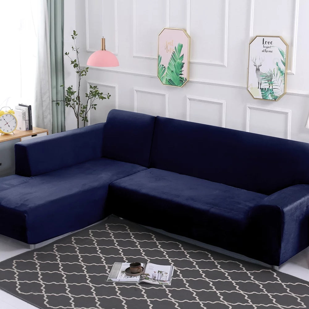 L Shape Velvet Sofa Cover J470541