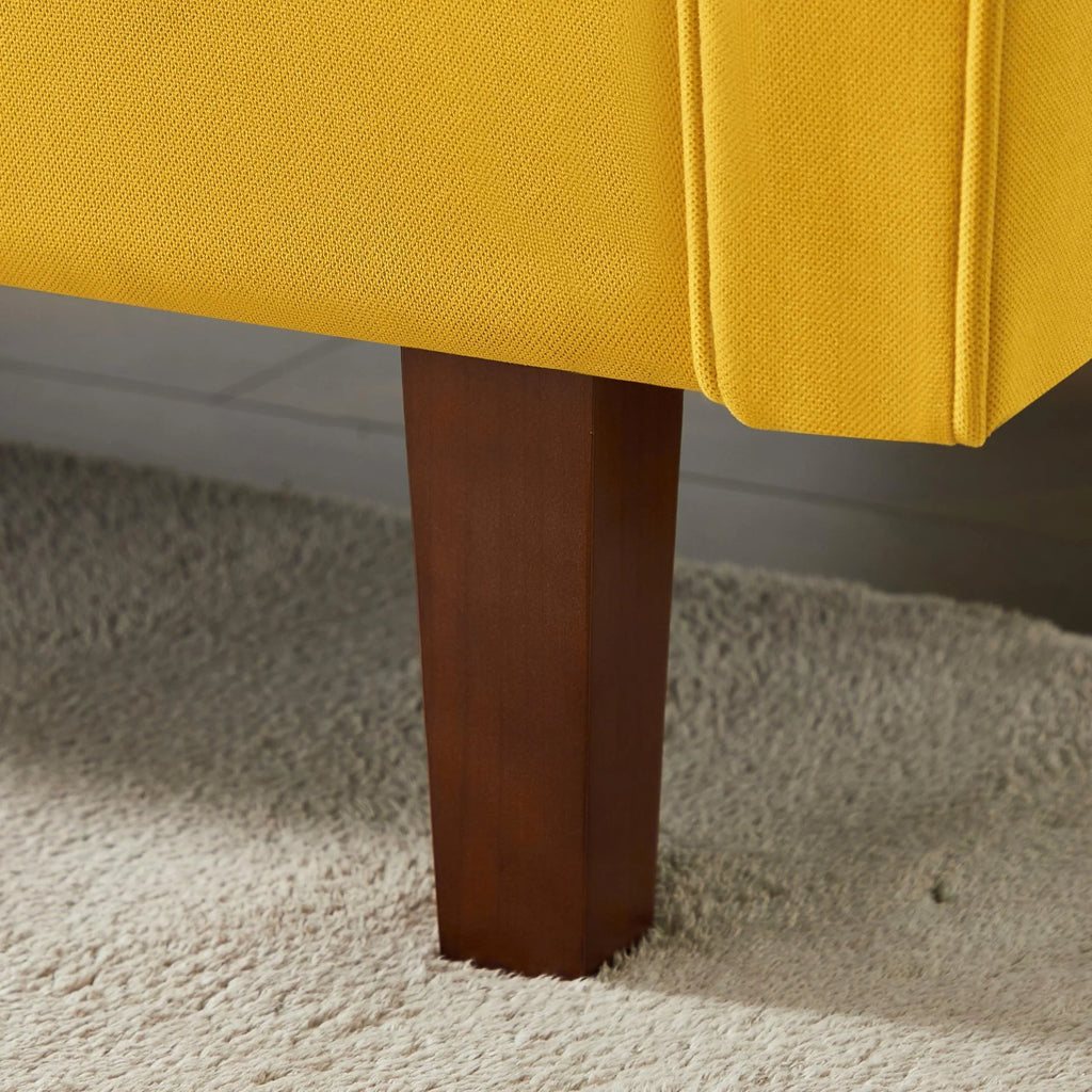 Yellow Linen Convertible Sleeper Sofa with Removable Armrests H7318