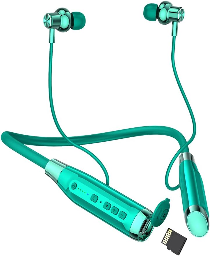 Wireless Bluetooth Neckband Earphones with TF Card Slot, 100H Playtime, Black D697