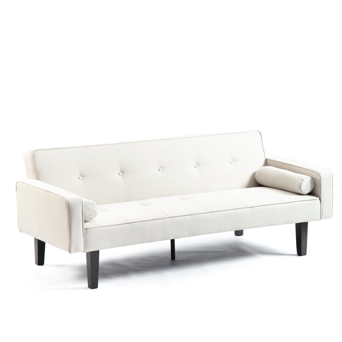 Linen Futon Sofa Bed with Solid Wood Legs S9652