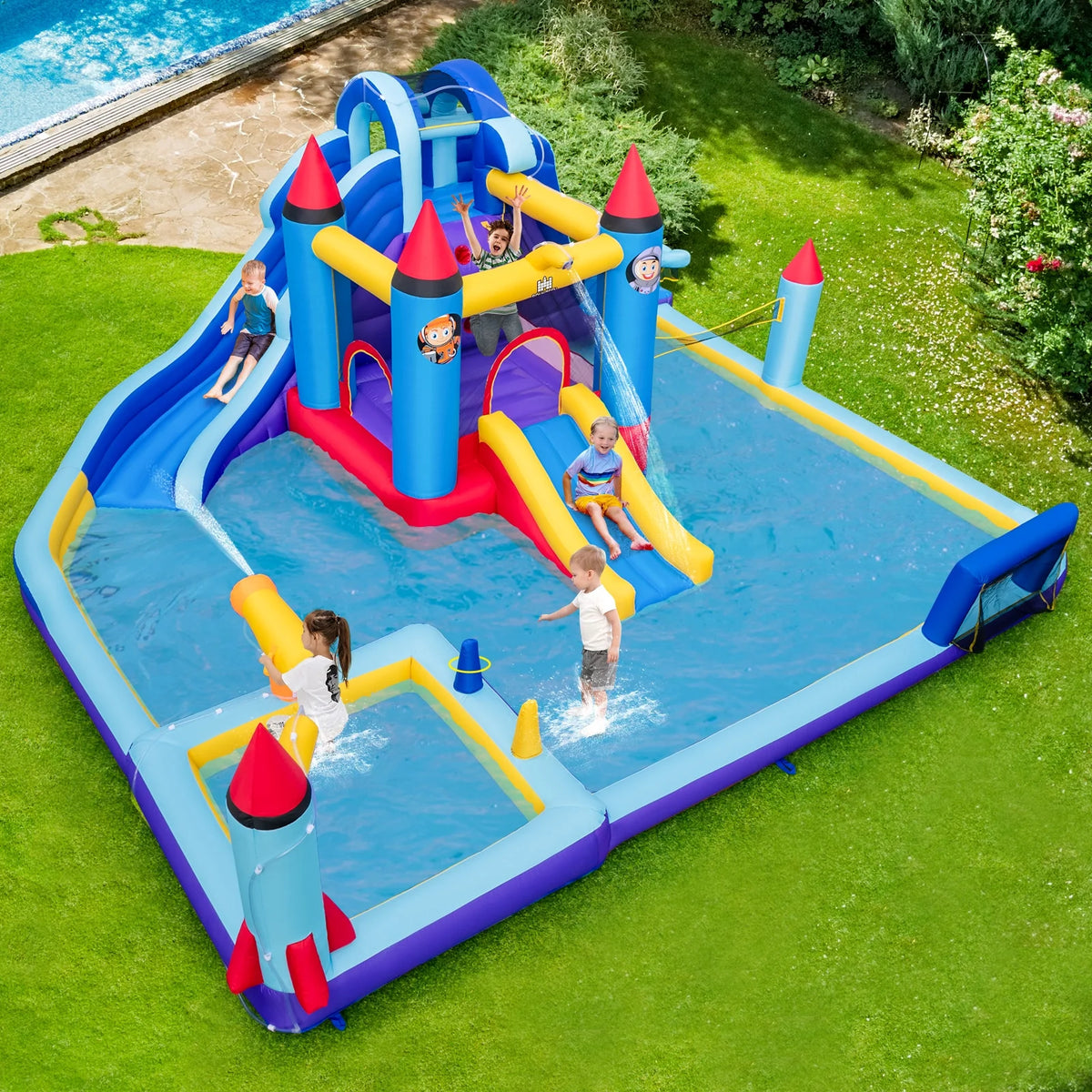 Inflatable Water Slide Park with 950W Blower S7824