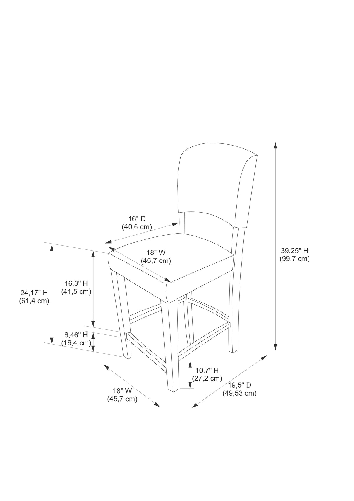 Espresso Wood Counter Stool L7836