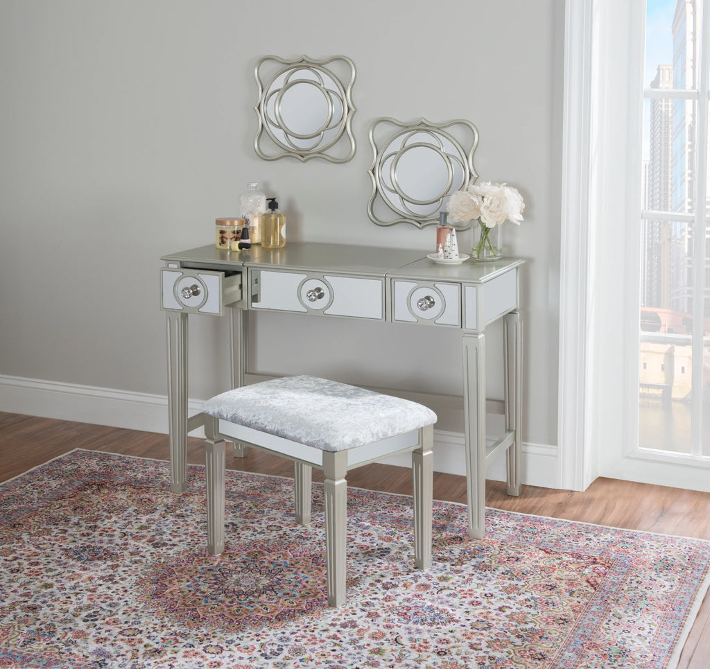 2-Piece Vanity Set with Flip-Top Mirror and Bench P4879