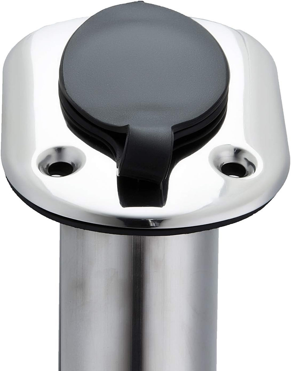 Stainless Steel 30 Degree Flush Mount Boat Fishing Rod Holder with Rubber Cap, PVC Liner & Gasket Pack of 2 M162186