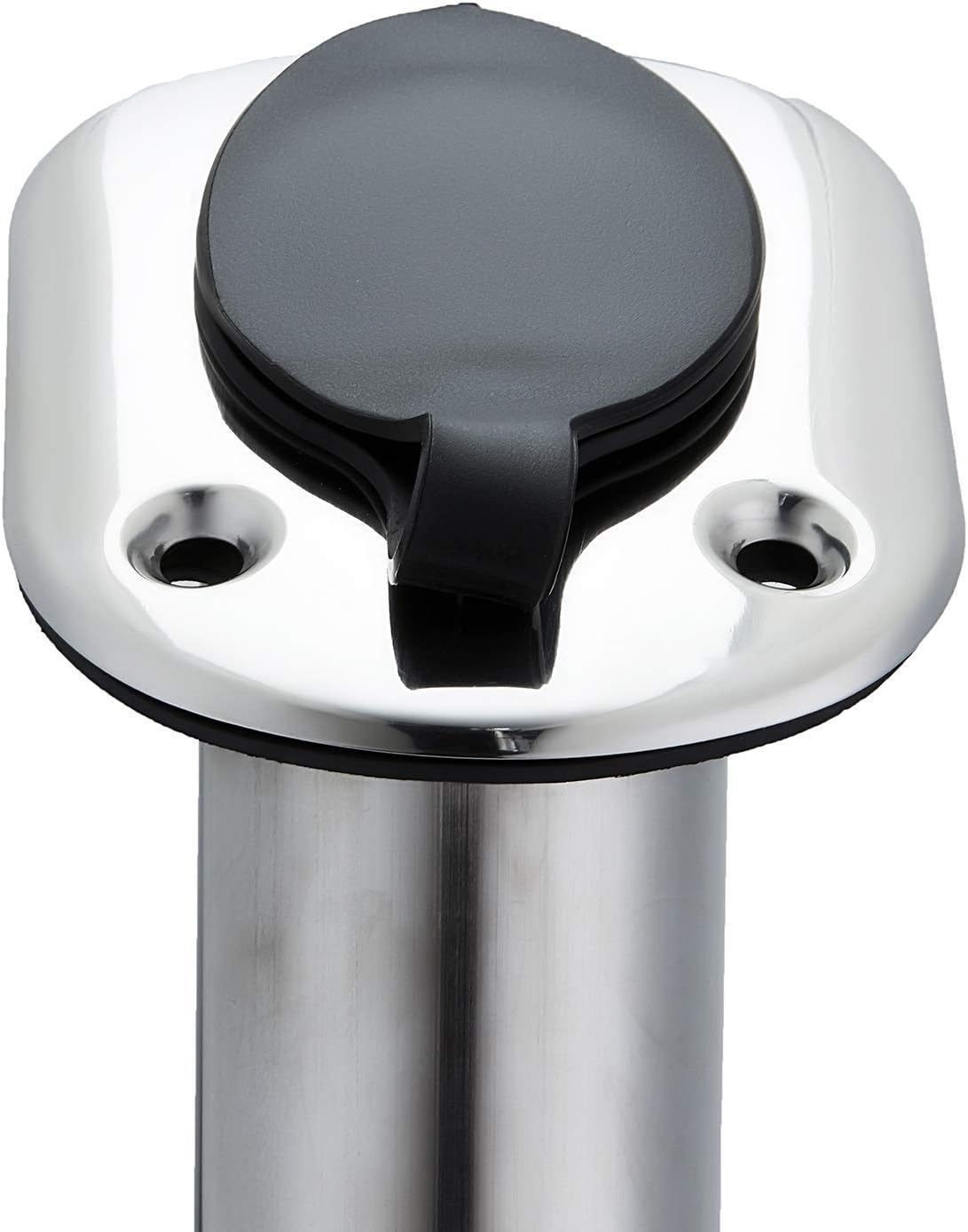 Stainless Steel 30 Degree Flush Mount Boat Fishing Rod Holder with Rubber Cap, PVC Liner & Gasket Pack of 2 M162186