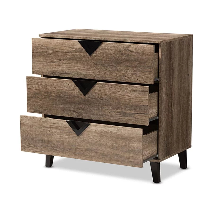 Light Brown Wood 3-Drawer Chest W505841