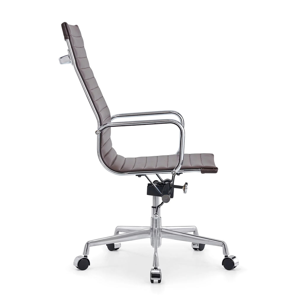 High Back Executive Office Chair with Armrest Adjustable Swivel Vegan Leather Brown Z734