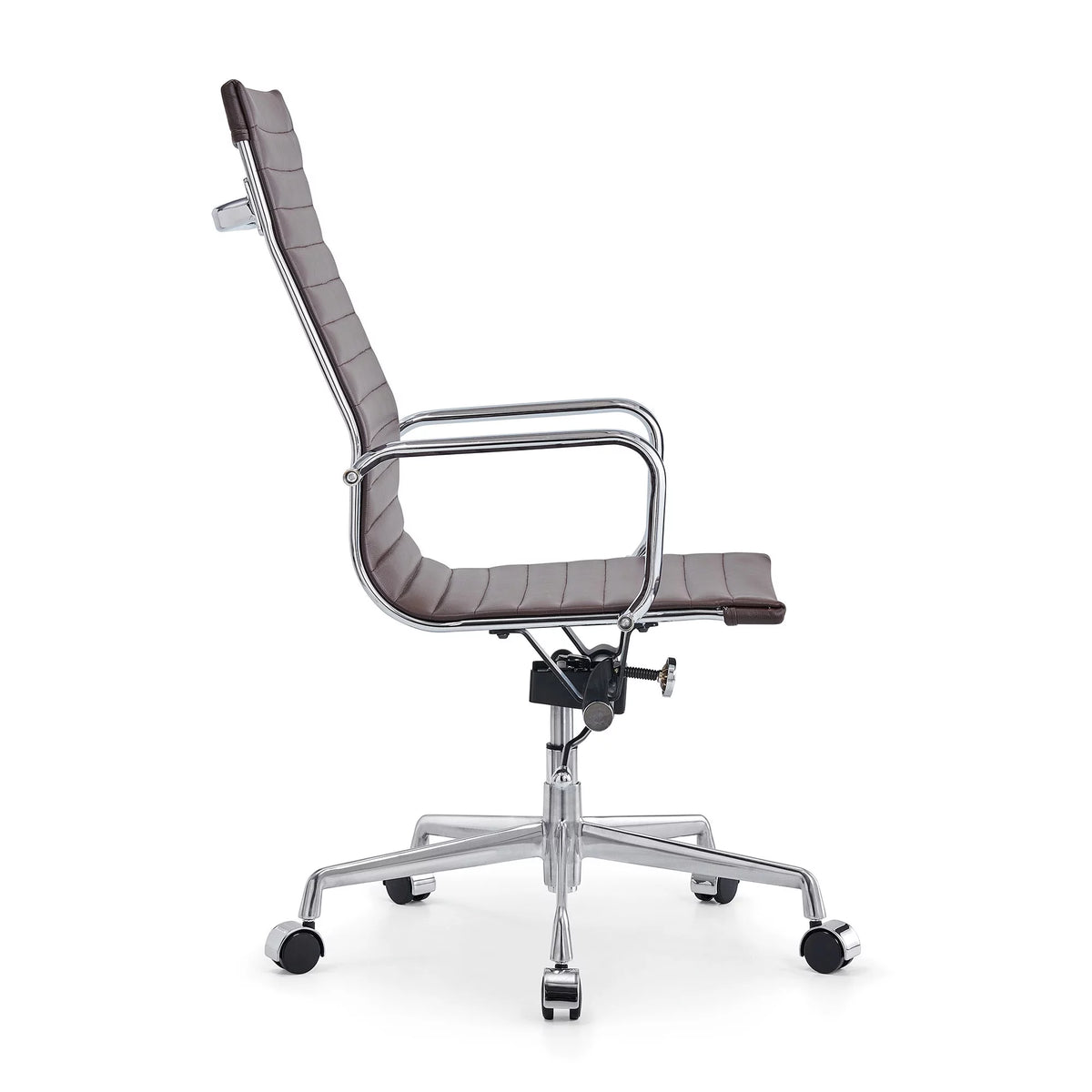 High Back Executive Office Chair with Armrest Adjustable Swivel Vegan Leather Brown Z734