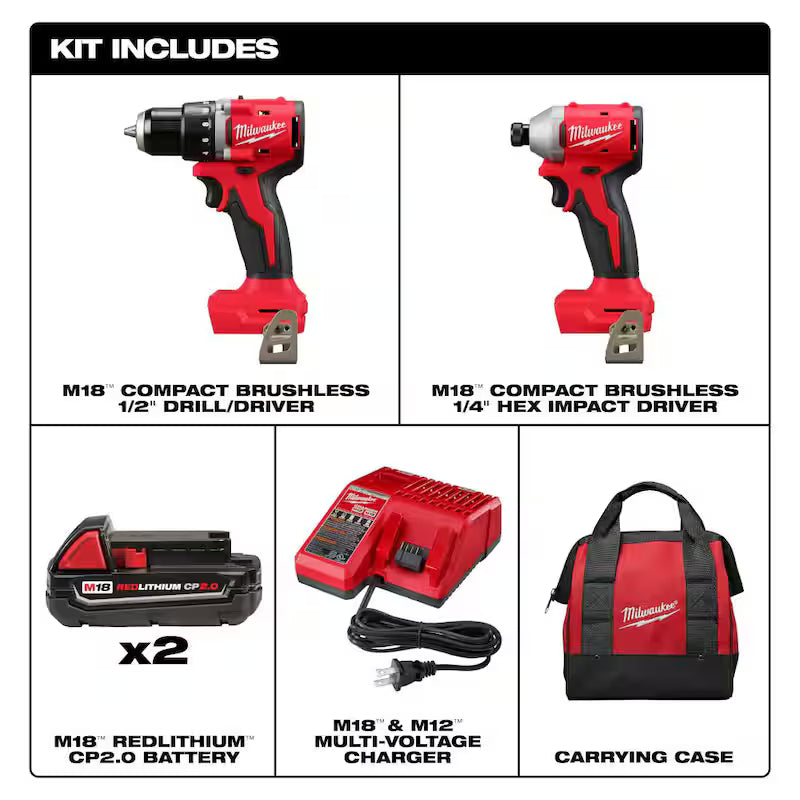 18V Lithium-Ion Brushless Cordless Compact Drill/Impact Combo Kit with Reciprocating Saw M60113