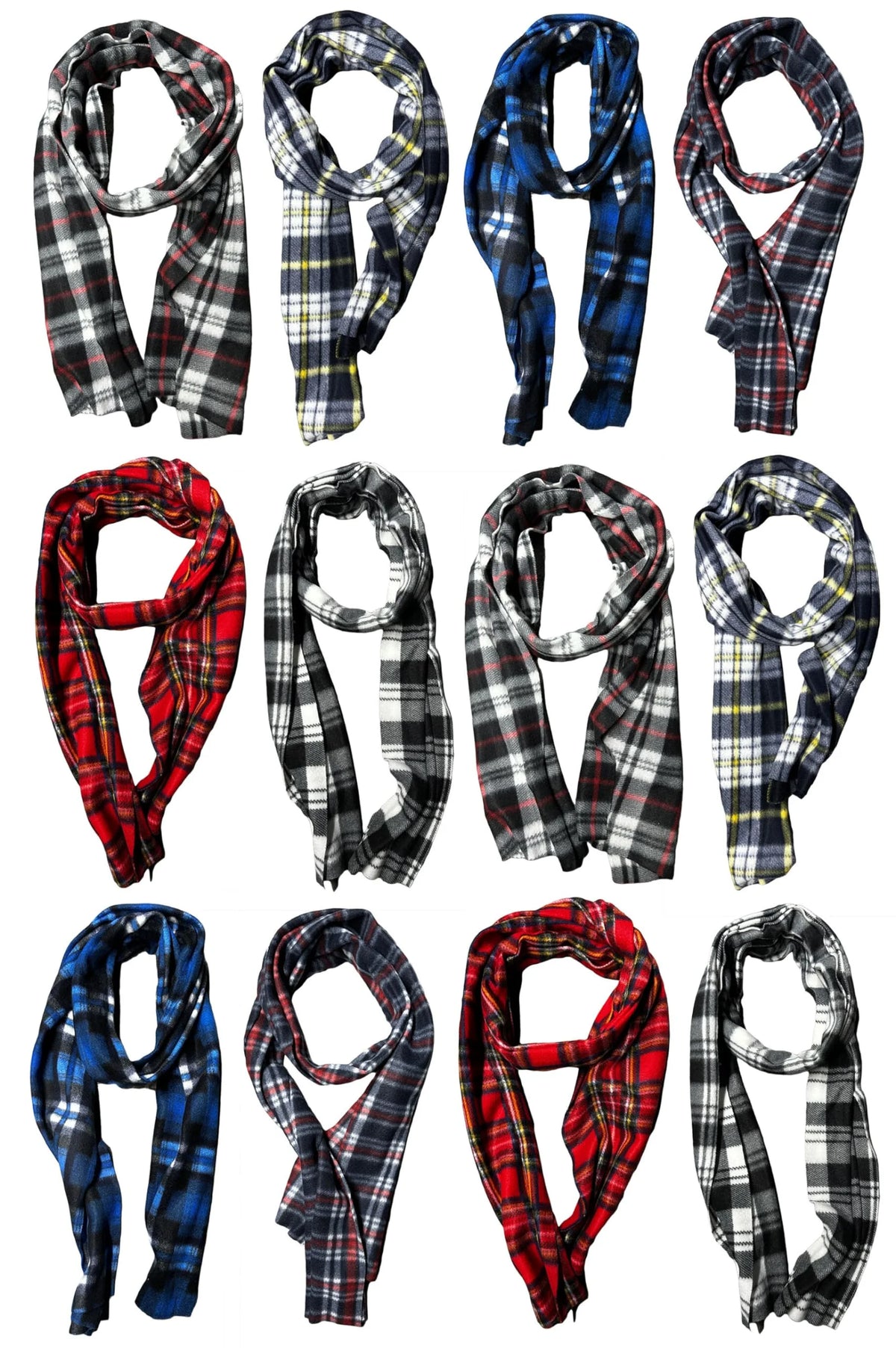 12 Pack Warm Fleece Knit Winter Scarf G7541