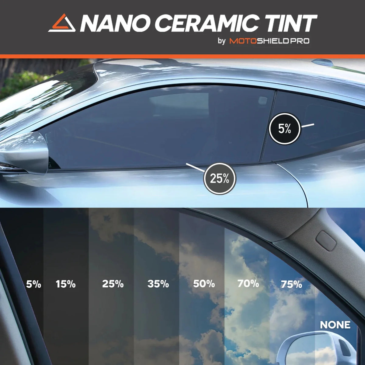 Precut Ceramic Window Tint Film for 2014-2018 Chevrolet Silverado 1500 Crew Cab Front Windshield 50% L6205