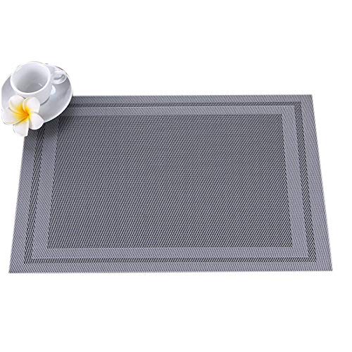Set of 4 Grey Woven Vinyl Placemats G826427