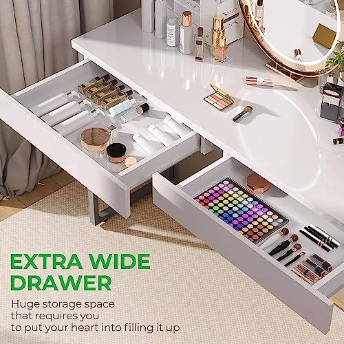 White Vanity Desk with 2 Drawers Z8191