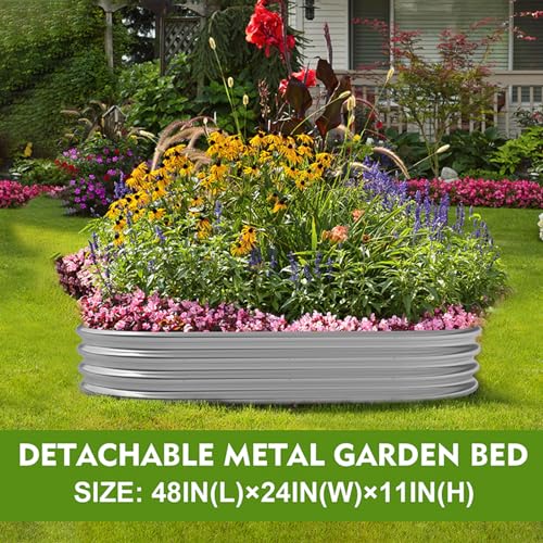 Metal Raised Garden Bed 2Sets Galvanized Planter Box S365