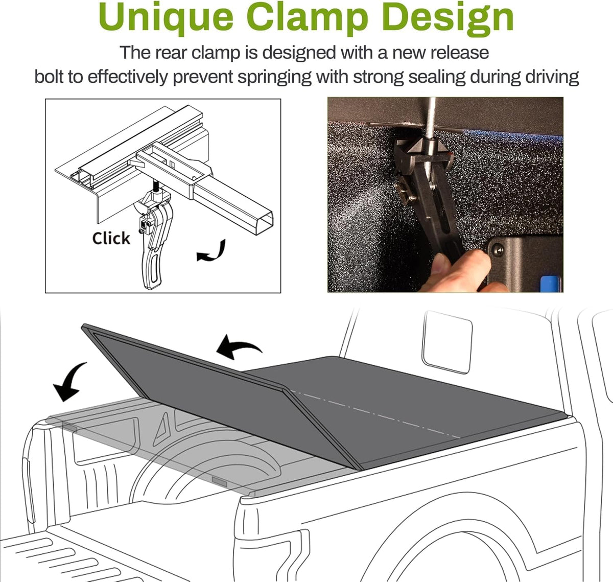 Soft Tri-fold Truck Bed Tonneau Cover for 5.7ft Bed C928