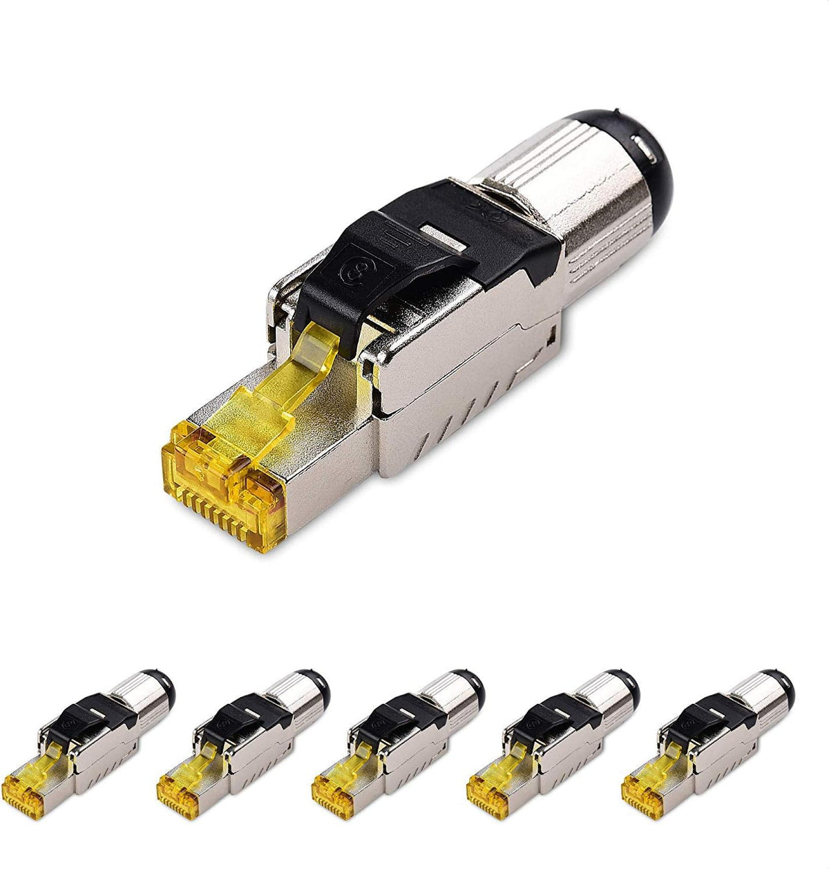 6-Pack Shielded Cat8 RJ45 Connector U52786
