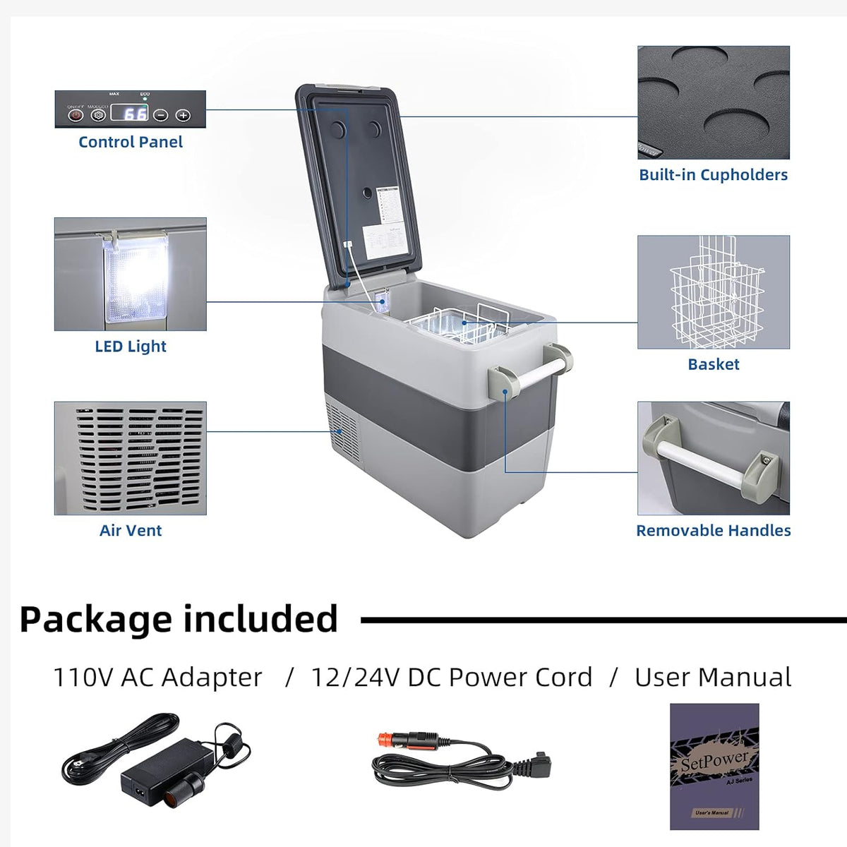 Portable Refrigerator, 12 volt Cooler, Compact Refrigerator N804
