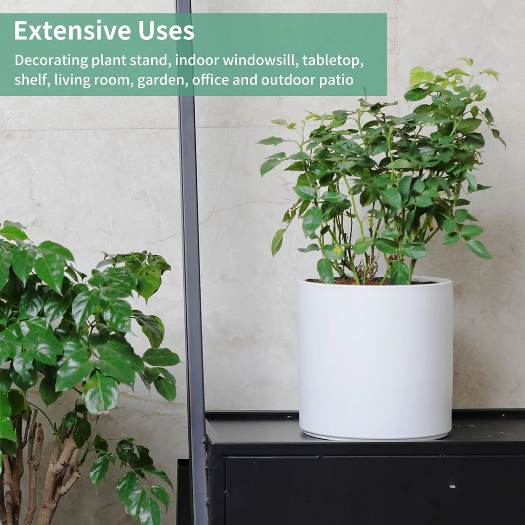 Ceramic Plant Pots with Drainage Hole (White) U23748