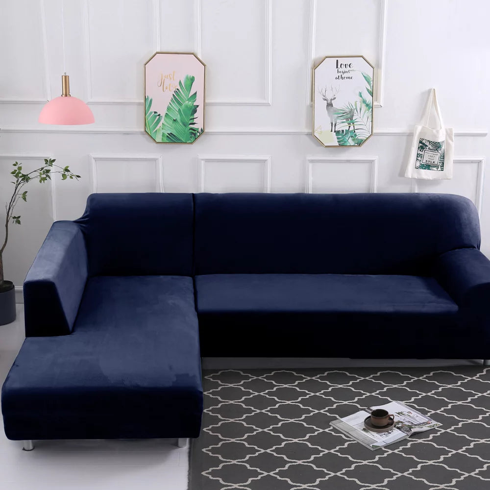 L Shape Velvet Sofa Cover J470541