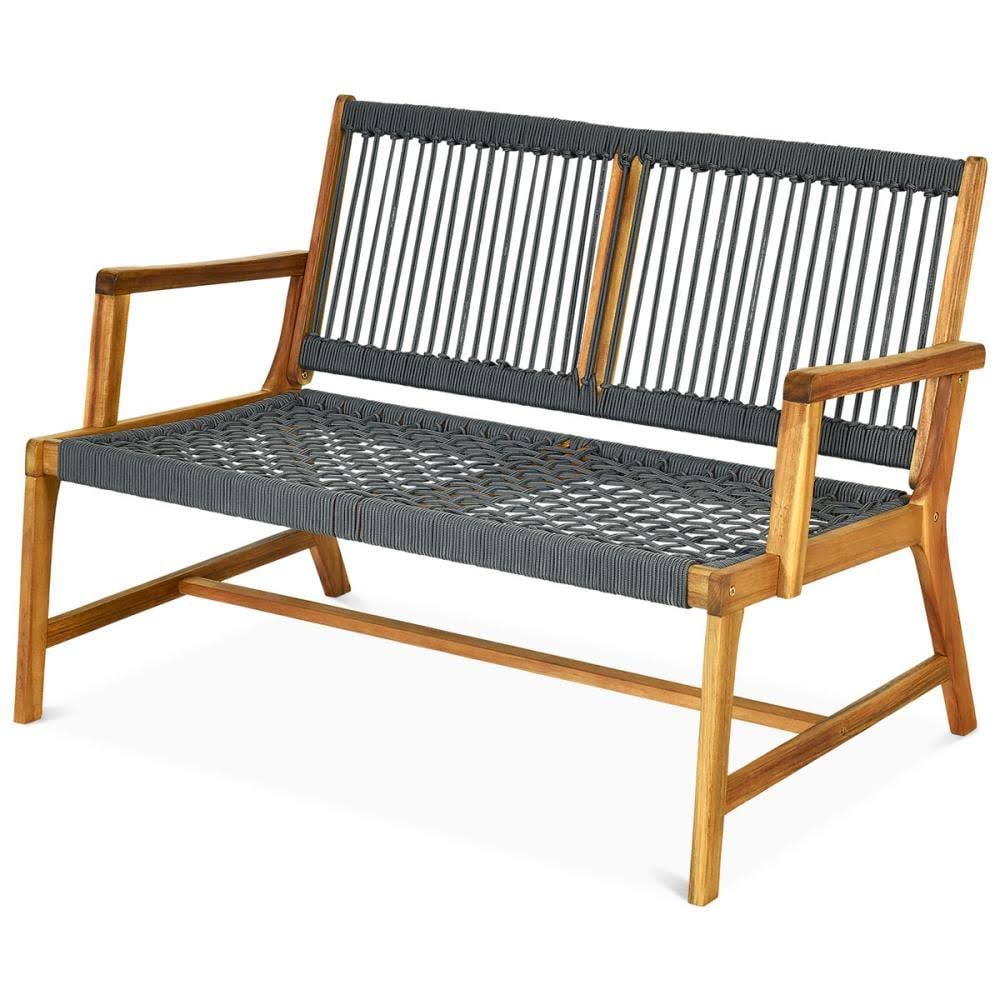 Grey Acacia Wood 2-Person Bench I7790