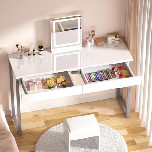 White Vanity Desk with 2 Drawers Z8191